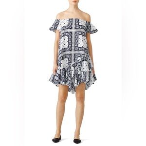 Cinq A Sept Minella Dress Size 4 White Navy Blue